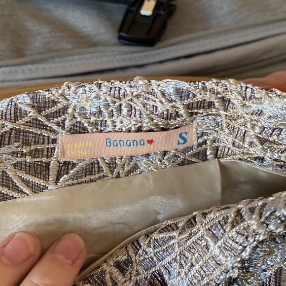 Gold/silver pleated midi skirt Banana USA - Picture 2 of 3